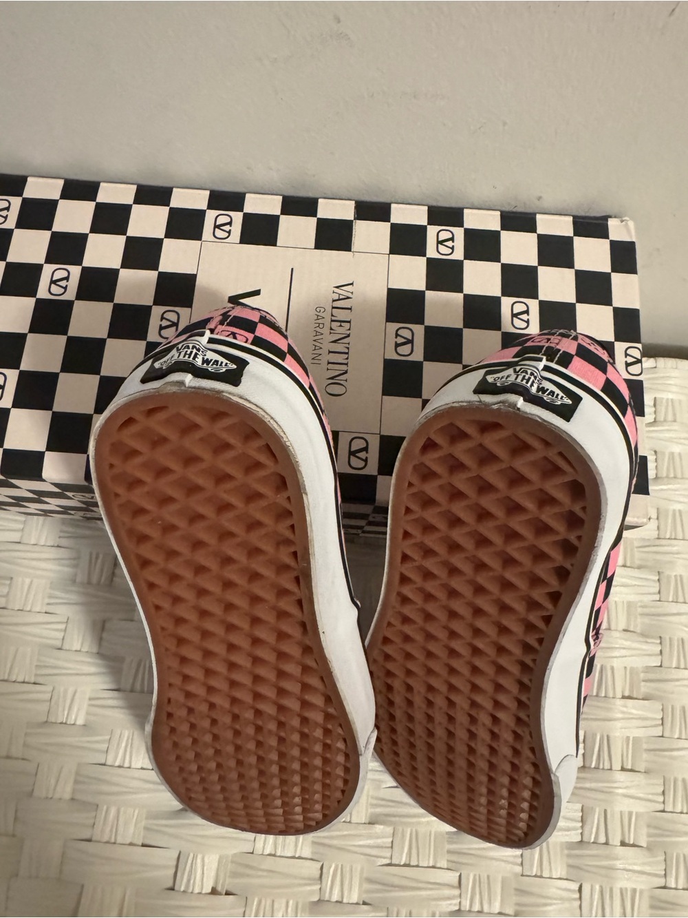 Valentino & Vans Collaboration: Pink/Black Checkered Sneakers, size 9 - Picture 6 of 9